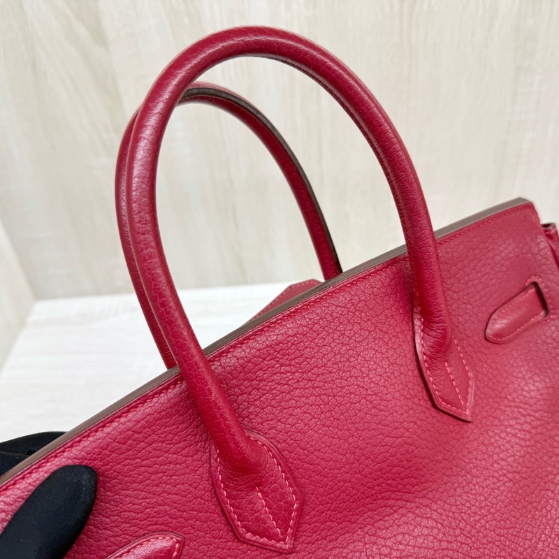 Hermes寶石紅山羊皮銀扣birkin 30cm-22