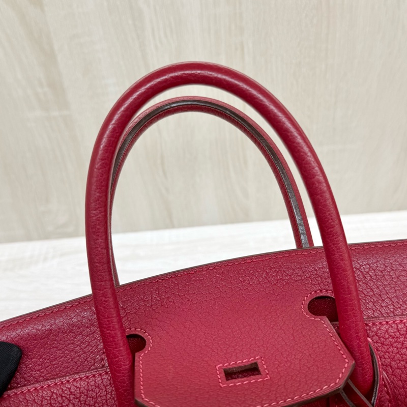Hermes寶石紅山羊皮銀扣birkin 30cm-23