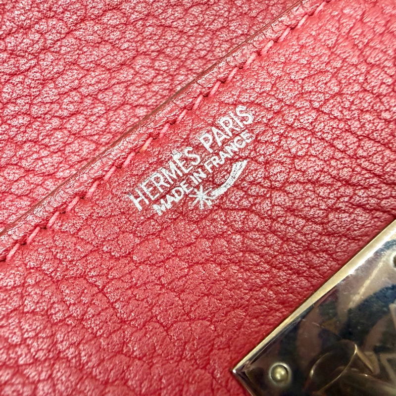 Hermes寶石紅山羊皮銀扣birkin 30cm-24