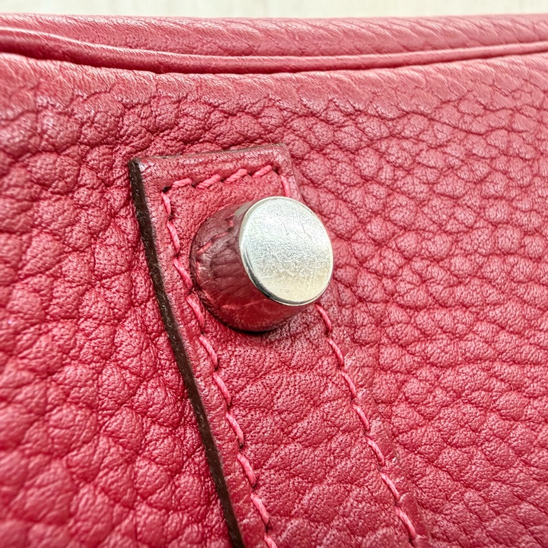 Hermes寶石紅山羊皮銀扣birkin 30cm-26