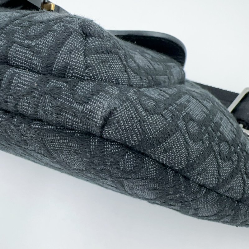 DIOR黑灰緹花拼黑色粒面小牛皮胸背腰包1ADBO084YKS-10