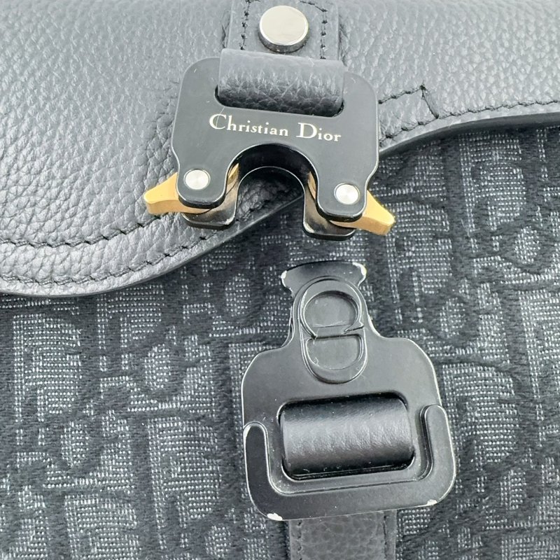 DIOR黑灰緹花拼黑色粒面小牛皮胸背腰包1ADBO084YKS-17