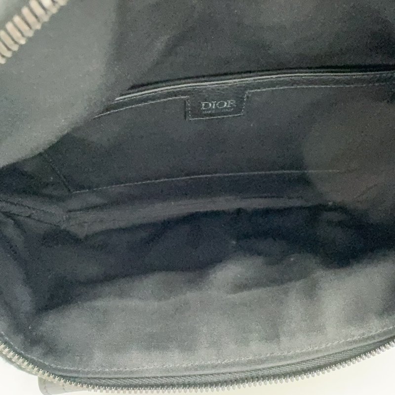 DIOR黑灰緹花拼黑色粒面小牛皮胸背腰包1ADBO084YKS-19