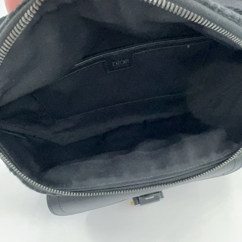 DIOR黑灰緹花拼黑色粒面小牛皮胸背腰包1ADBO084YKS-20