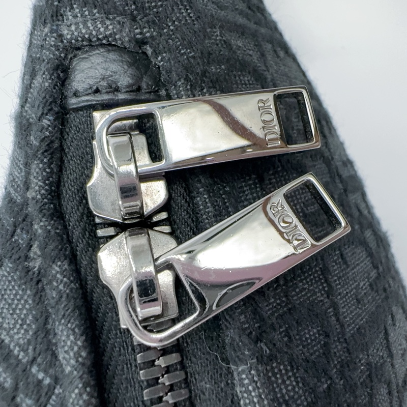 DIOR黑灰緹花拼黑色粒面小牛皮胸背腰包1ADBO084YKS-12