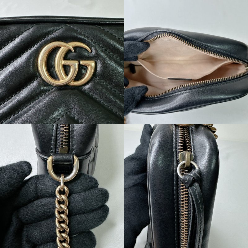 GUCCI 黑金Marmont Mini相機包-7