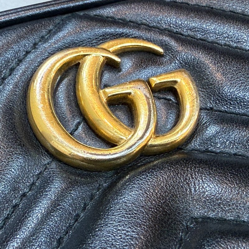 GUCCI 黑金Marmont Mini相機包-8
