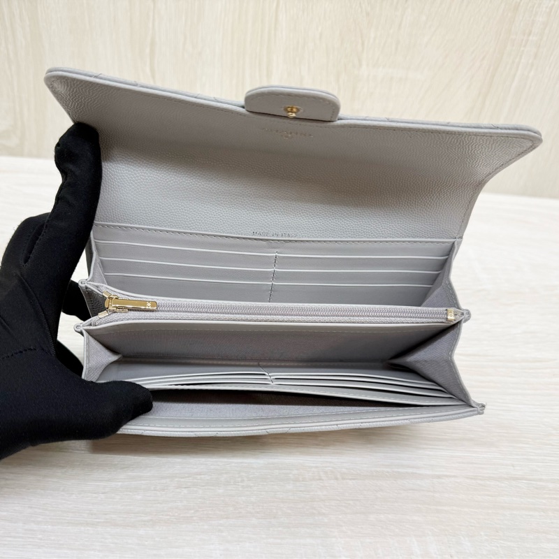 CHANEL🤍淺灰色荔枝皮COCO長夾-4