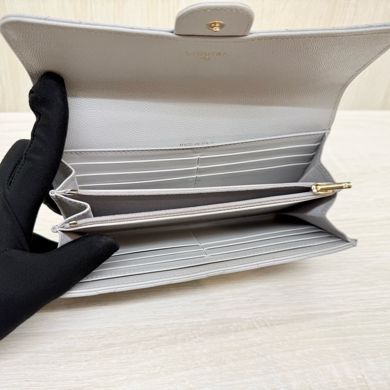 CHANEL🤍淺灰色荔枝皮COCO長夾-11