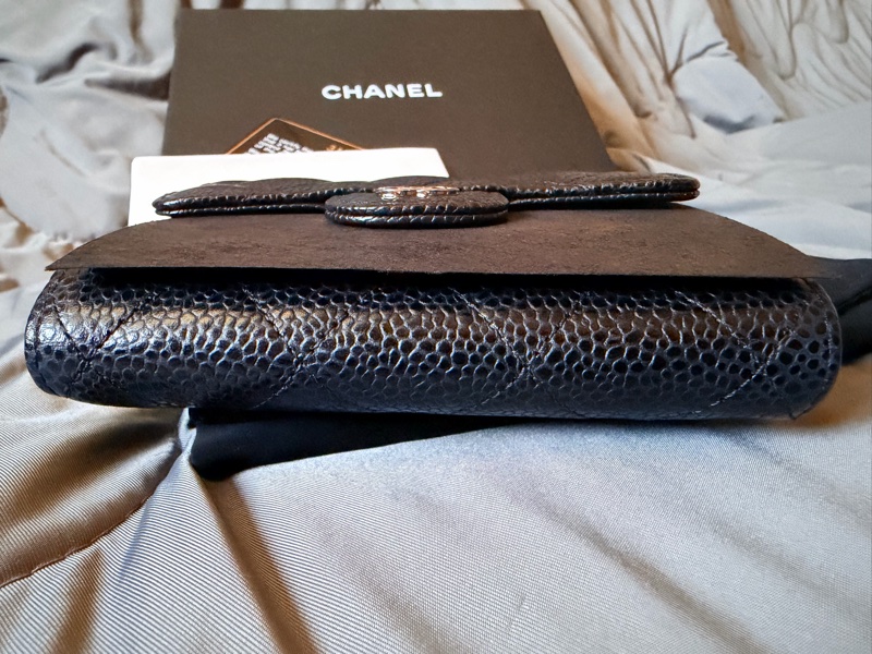 CHANEL 法國製黑銀魚子醬3折短夾-11