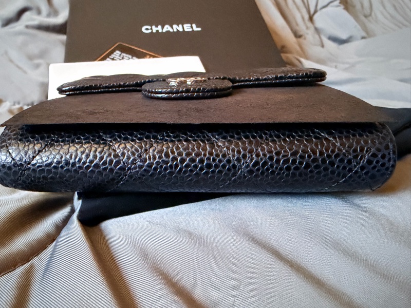 CHANEL 法國製黑銀魚子醬3折短夾-13