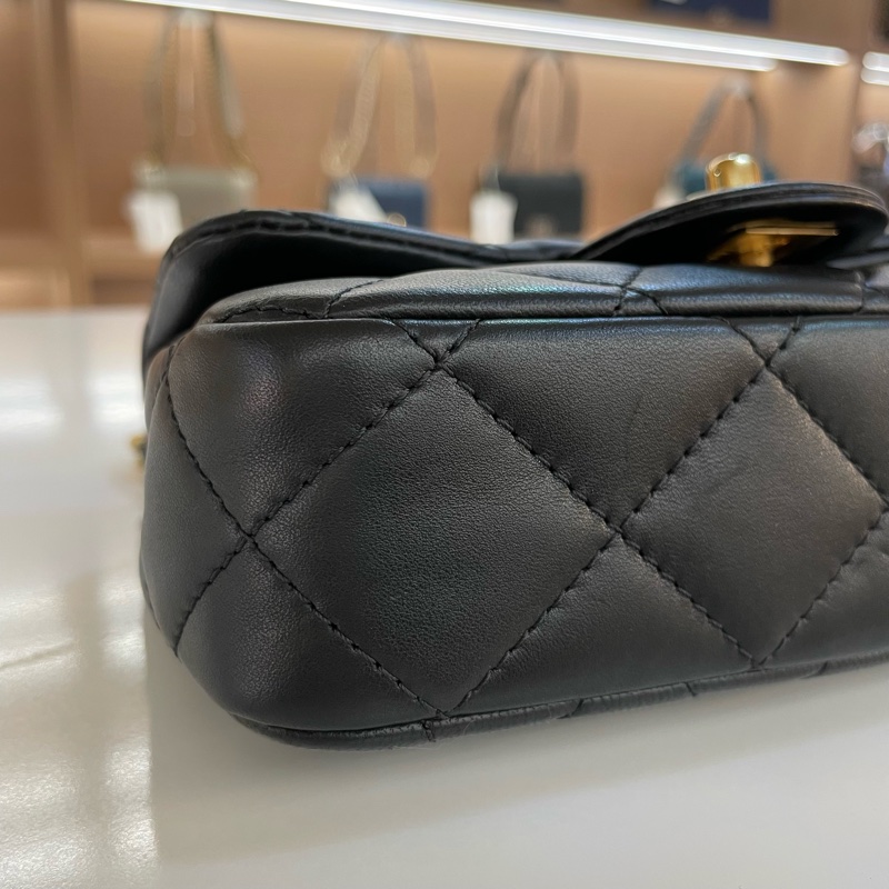 CHANEL 鏈條單肩斜挎包 黑色亚克力手柄CF 小號 有塵袋 無卡 無盒子 尺寸 底長18*高12cm-10