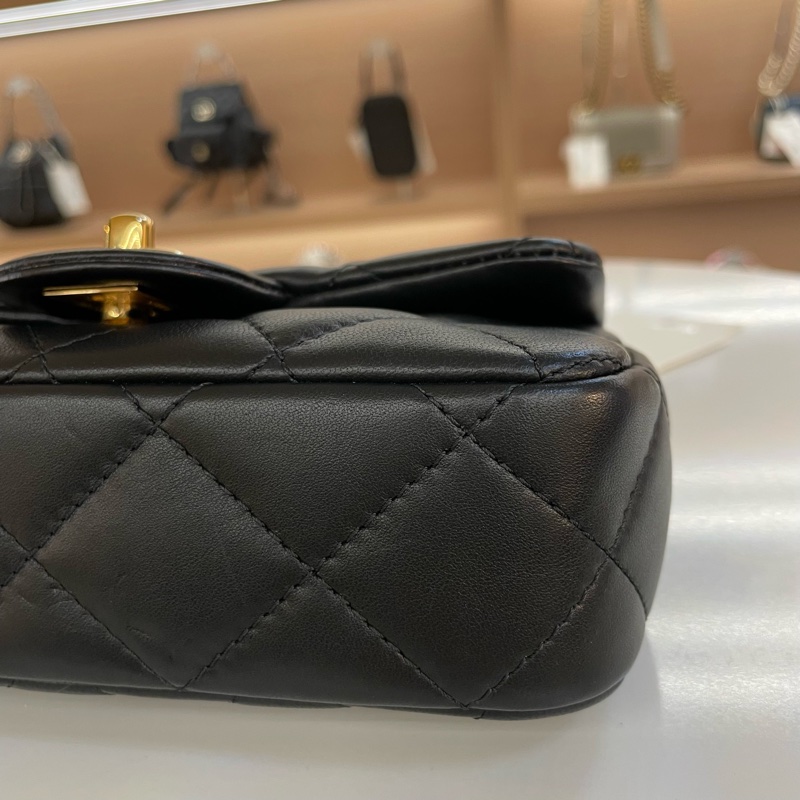 CHANEL 鏈條單肩斜挎包 黑色亚克力手柄CF 小號 有塵袋 無卡 無盒子 尺寸 底長18*高12cm-11