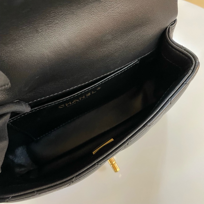 CHANEL 鏈條單肩斜挎包 黑色亚克力手柄CF 小號 有塵袋 無卡 無盒子 尺寸 底長18*高12cm-12