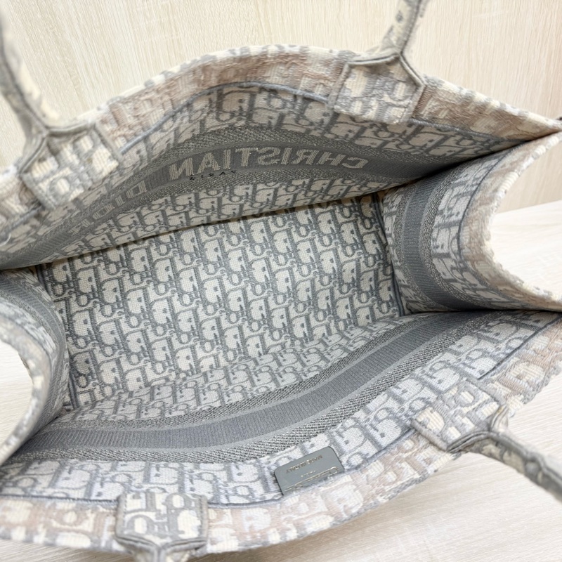 DIOR🤍灰色刺繡緹花布中號BOOK TOTE托特包M1296ZRIW-8