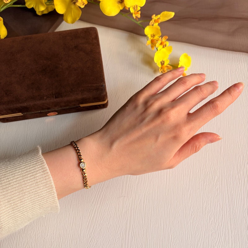 Christian Dior 迪奧 水鑽鍍金手鏈 手環 附原裝盒-3