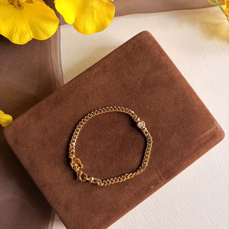 Christian Dior 迪奧 水鑽鍍金手鏈 手環 附原裝盒-4