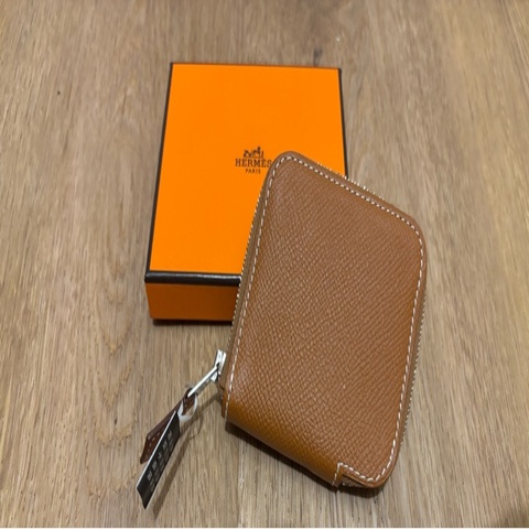 HERMES 金棕Silk in零錢包