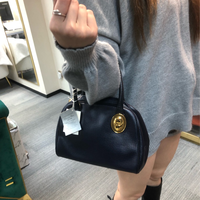 Dior 藍色中古2 Way 全皮小方手提袋 XC333-9