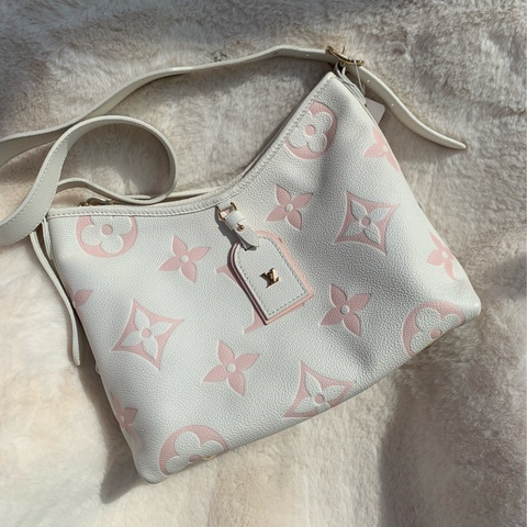 LV CARRY ALL 米白拼粉紅  XC335