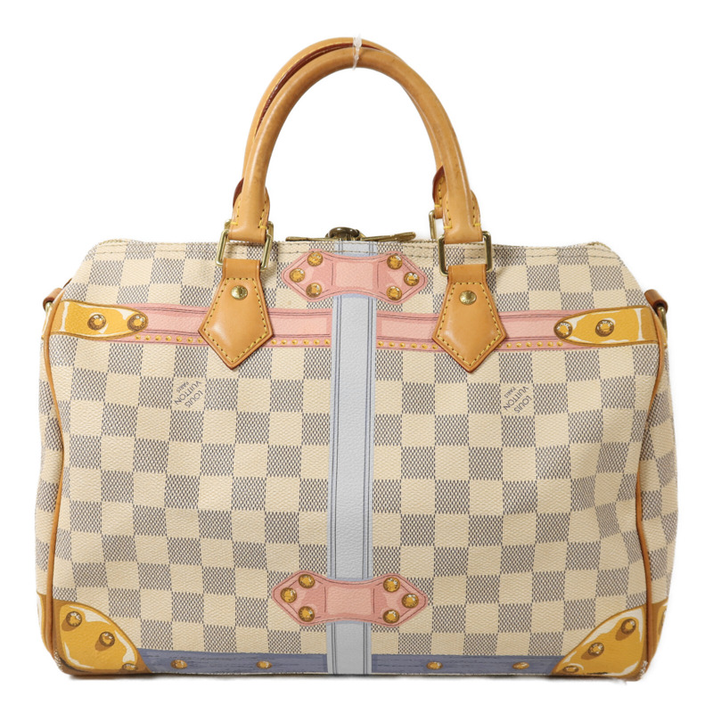 LOUIS VUITTON Damier Azur Tahiti Summer Trunk Speedy Bandouliere 30金扣手挽肩背兩用袋-1
