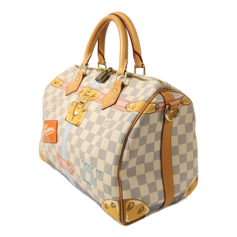 LOUIS VUITTON Damier Azur Tahiti Summer Trunk Speedy Bandouliere 30金扣手挽肩背兩用袋-2