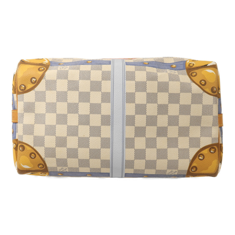 LOUIS VUITTON Damier Azur Tahiti Summer Trunk Speedy Bandouliere 30金扣手挽肩背兩用袋-3
