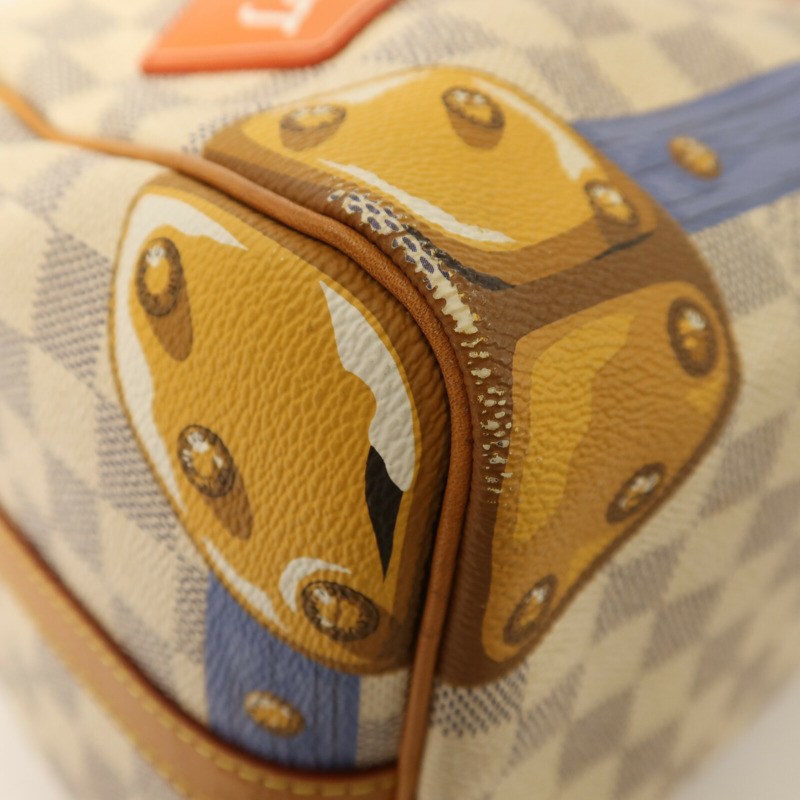 LOUIS VUITTON Damier Azur Tahiti Summer Trunk Speedy Bandouliere 30金扣手挽肩背兩用袋-10