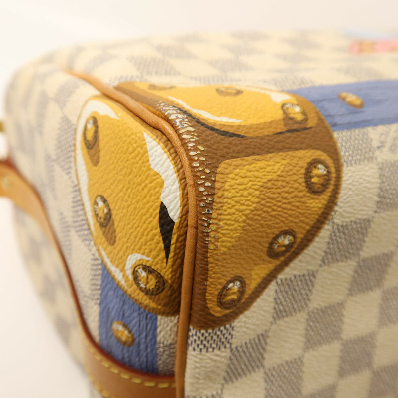 LOUIS VUITTON Damier Azur Tahiti Summer Trunk Speedy Bandouliere 30金扣手挽肩背兩用袋-12