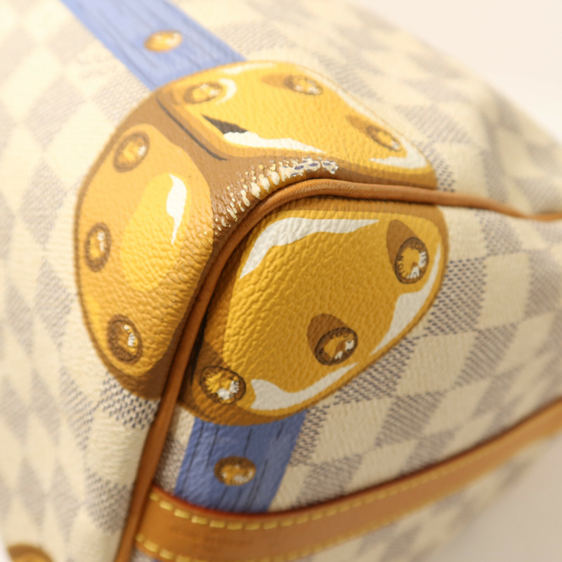 LOUIS VUITTON Damier Azur Tahiti Summer Trunk Speedy Bandouliere 30金扣手挽肩背兩用袋-13