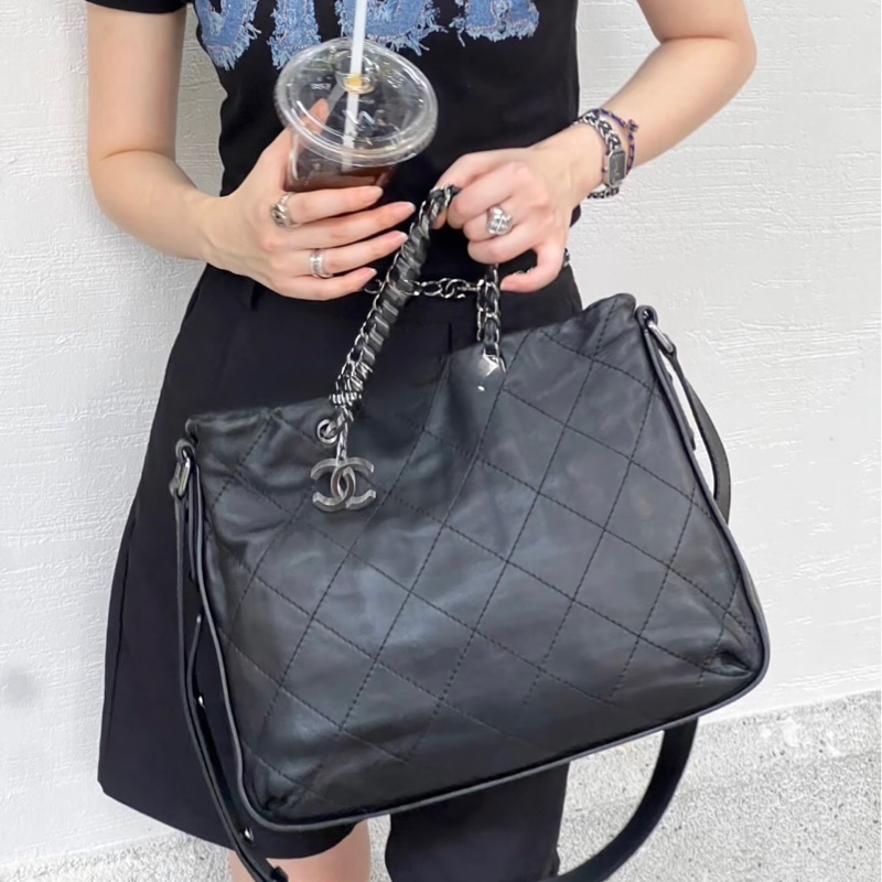 「JL精品代購」9新 Chanel 香奈兒羊皮托特 手提/肩背包-2