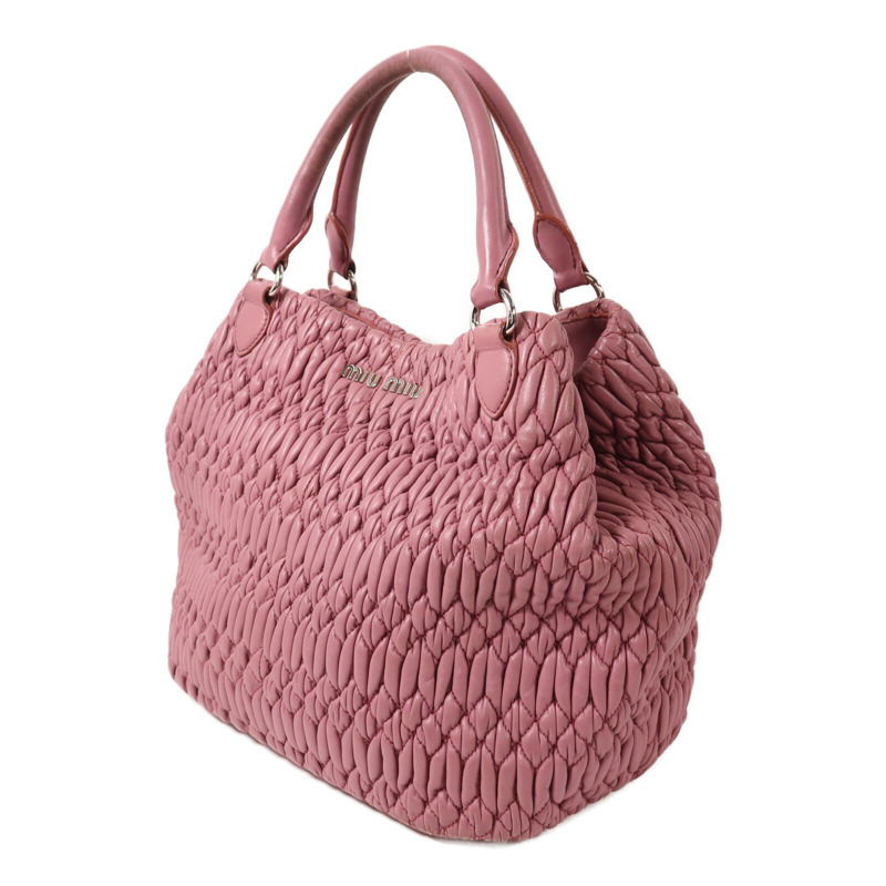 Miu Miu 羊皮皮革Shoulder Bag銀扣手挽肩背兩用袋-2