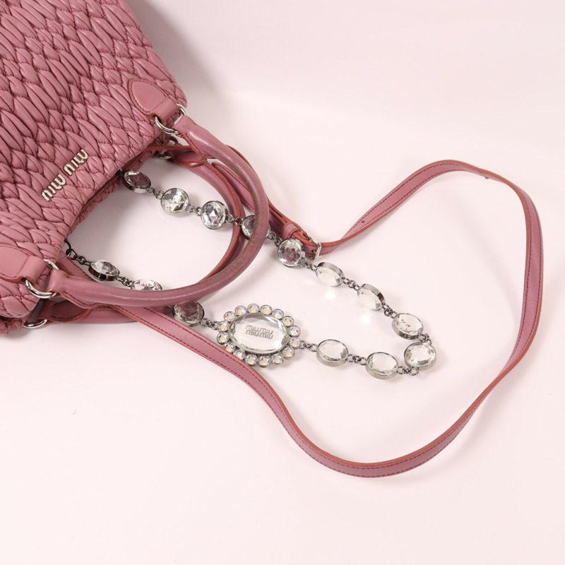 Miu Miu 羊皮皮革Shoulder Bag銀扣手挽肩背兩用袋-7