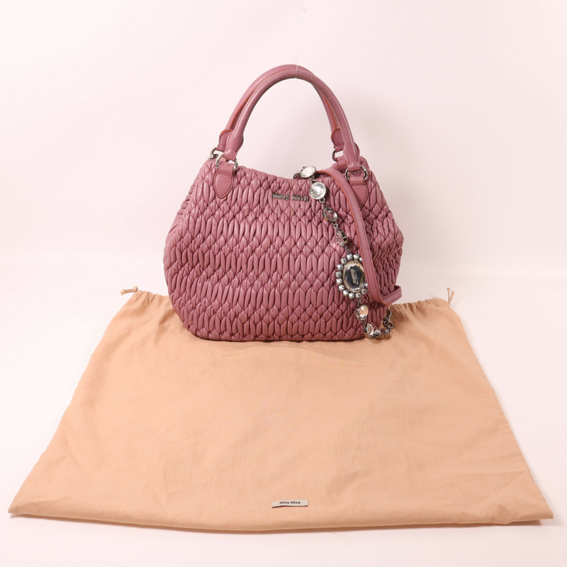 Miu Miu 羊皮皮革Shoulder Bag銀扣手挽肩背兩用袋-8