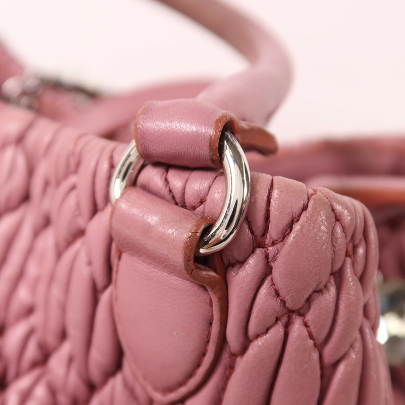 Miu Miu 羊皮皮革Shoulder Bag銀扣手挽肩背兩用袋-10