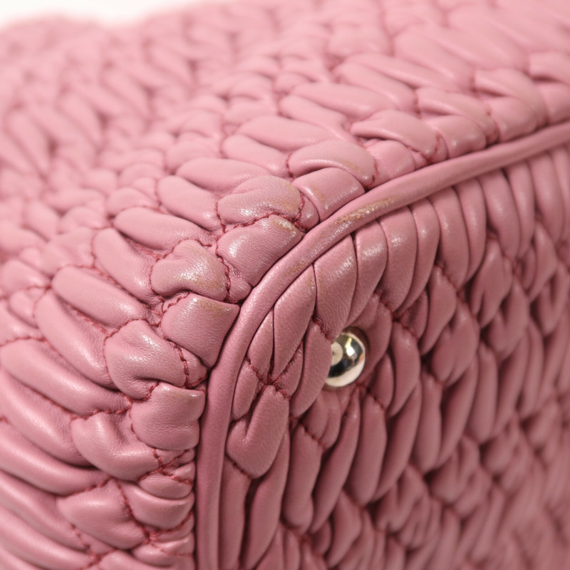 Miu Miu 羊皮皮革Shoulder Bag銀扣手挽肩背兩用袋-11