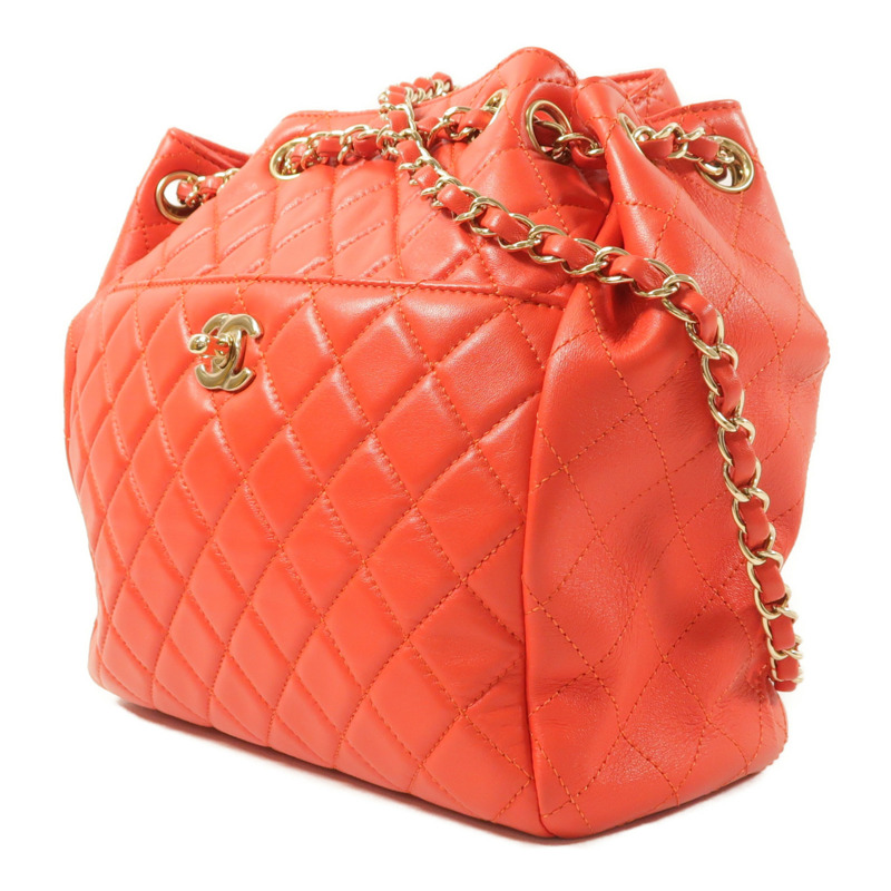 CHANEL 羊皮皮革Chain Shoulder金扣肩背袋-2