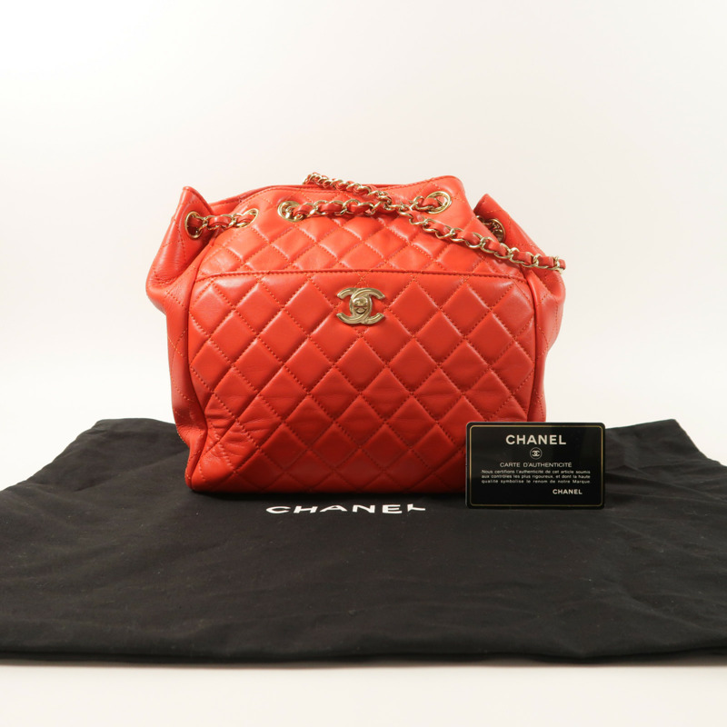 CHANEL 羊皮皮革Chain Shoulder金扣肩背袋-10