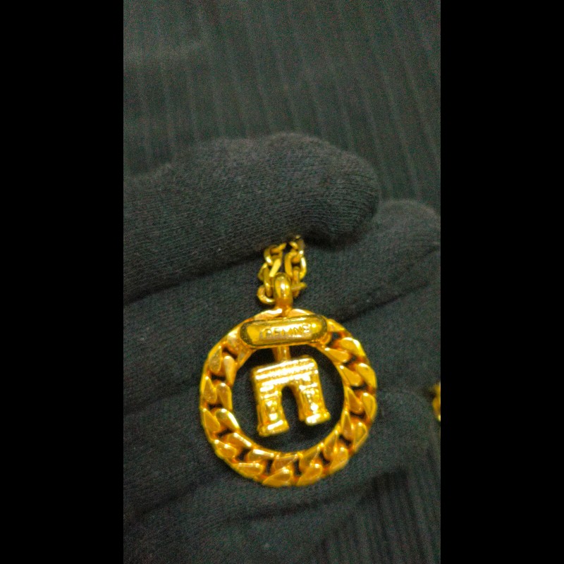 🍀Celine Vintage🍀 凱旋門金屬圓環項鍊-0