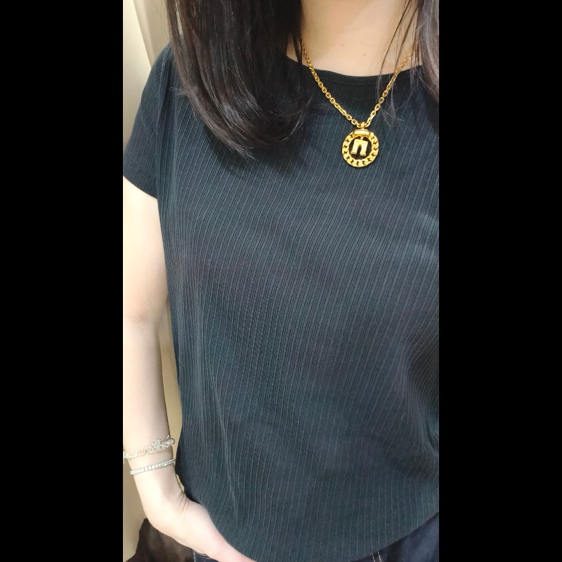 🍀Celine Vintage🍀 凱旋門金屬圓環項鍊-8