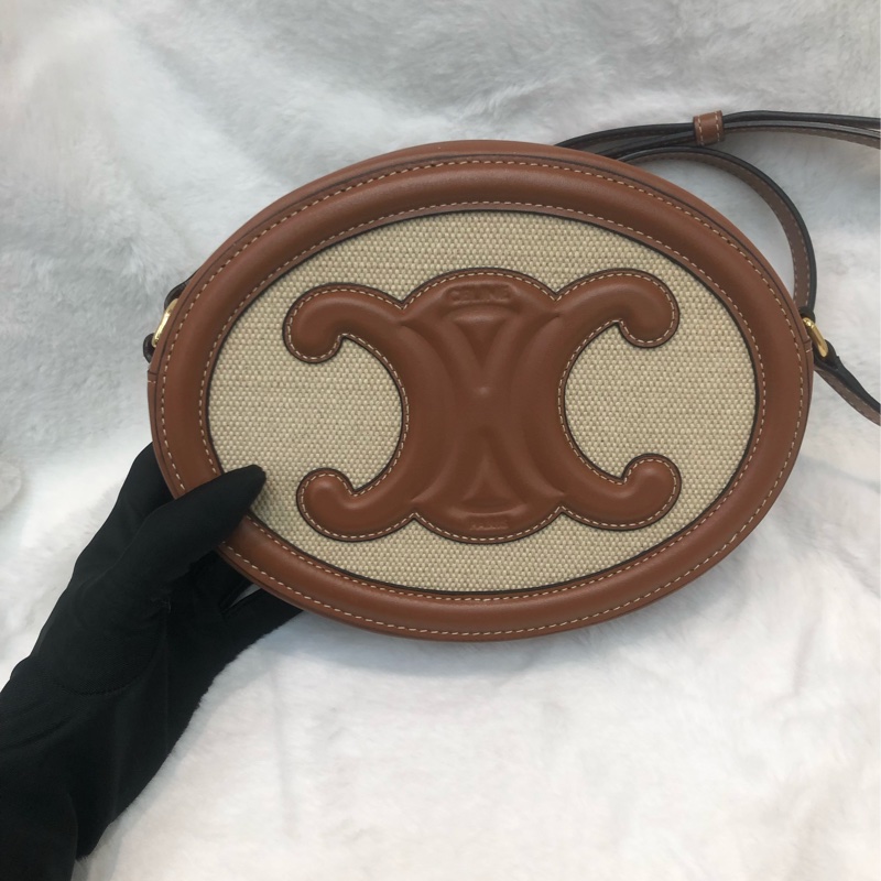 CELINE 棕色橢圓斜孭袋 XC327-0