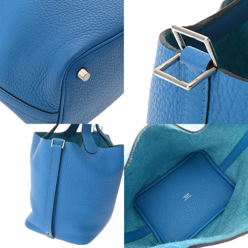 愛馬仕 Picotin Lock PM 藍色 Zanzibar A 印章(約 2017 年)女士 Taurillon Clemence 手提包,二手,Ginzo 品牌-9