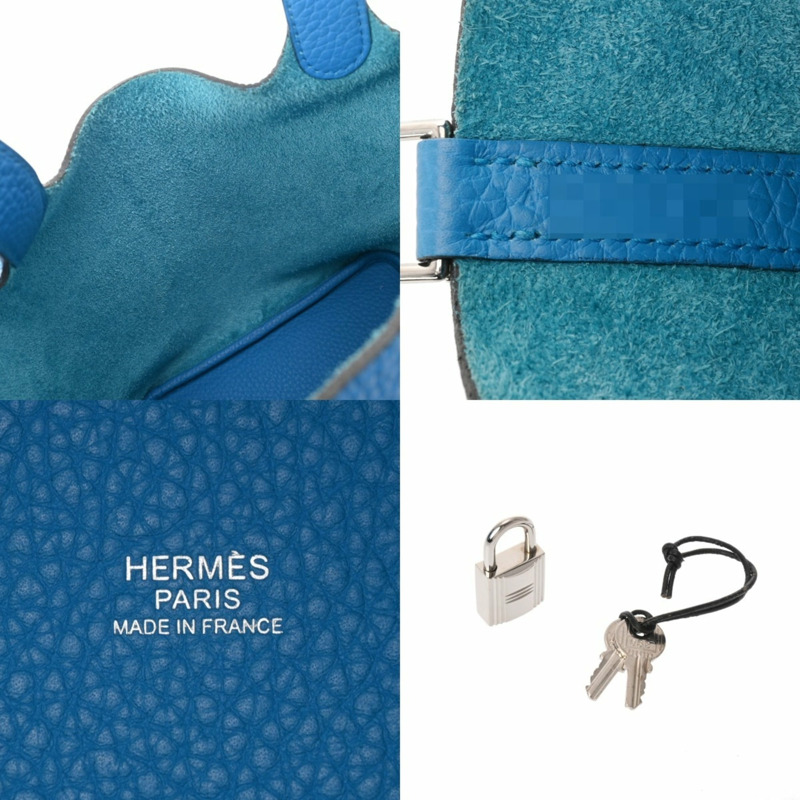 愛馬仕 Picotin Lock PM 藍色 Zanzibar A 印章(約 2017 年)女士 Taurillon Clemence 手提包,二手,Ginzo 品牌-10