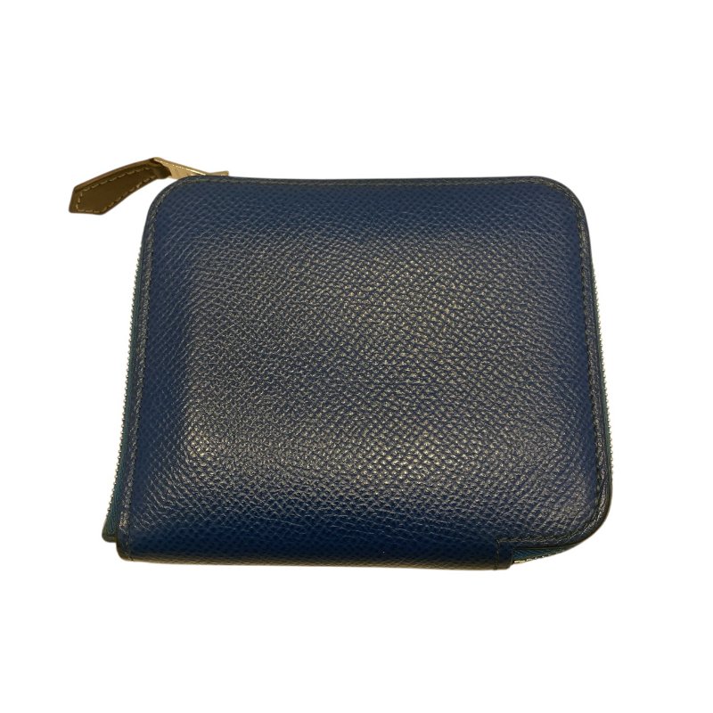 HERMES 愛馬仕 SILK IN COMPACT 絲巾短夾 藍色 多色 圖騰 Z刻印-0