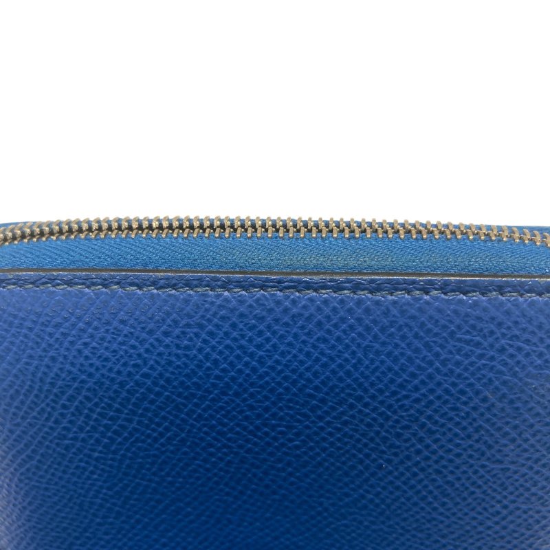 HERMES 愛馬仕 SILK IN COMPACT 絲巾短夾 藍色 多色 圖騰 Z刻印-2