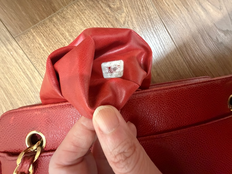 Vintage Chanel 金球酒紅粗金鏈復古托特包-14