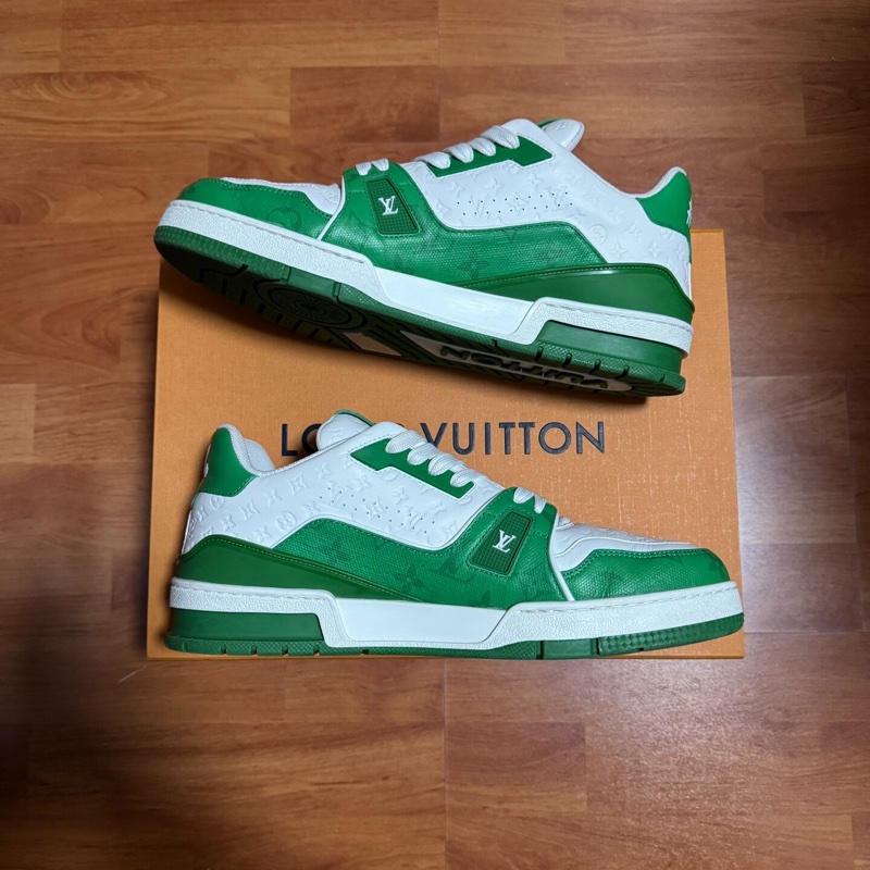 Lv Trainer白綠 路易威登時尚休閒板鞋 男款 白綠 42.5碼-2