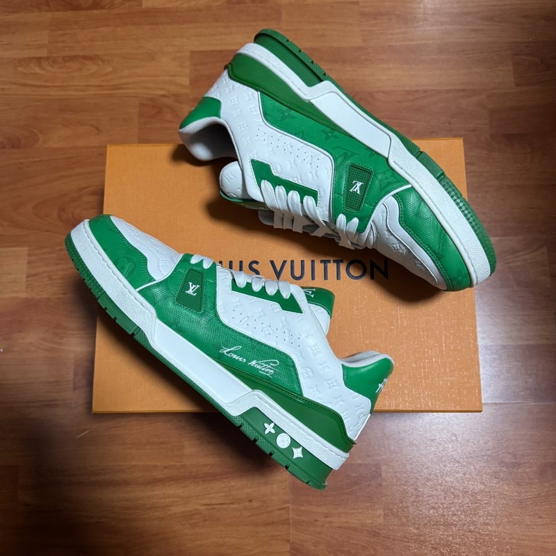 Lv Trainer白綠 路易威登時尚休閒板鞋 男款 白綠 42.5碼-9