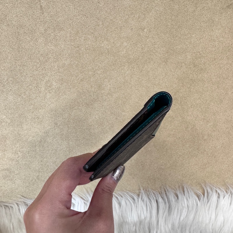 LV 老花拚綠牛皮萬用卡夾 晶片款-3