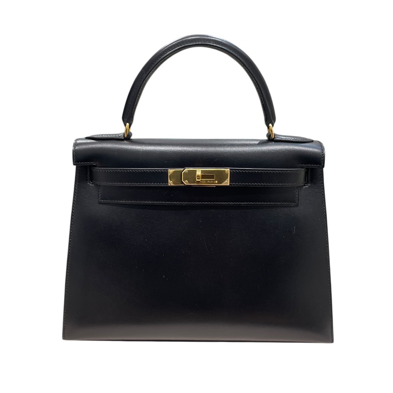 HERMES 愛馬仕 KELLY 28 凱莉包 BOX皮 外縫 黑色 金釦-1